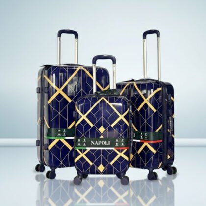 Purple Napoli VISTA-1613 Geometric Hard-Shell Luggage Set – 3-Piece Premium Travel Collection
