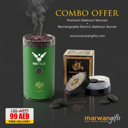 Premium Bakhoor Combo: Rechargeable Electric Burner & Bakhoor Marwan