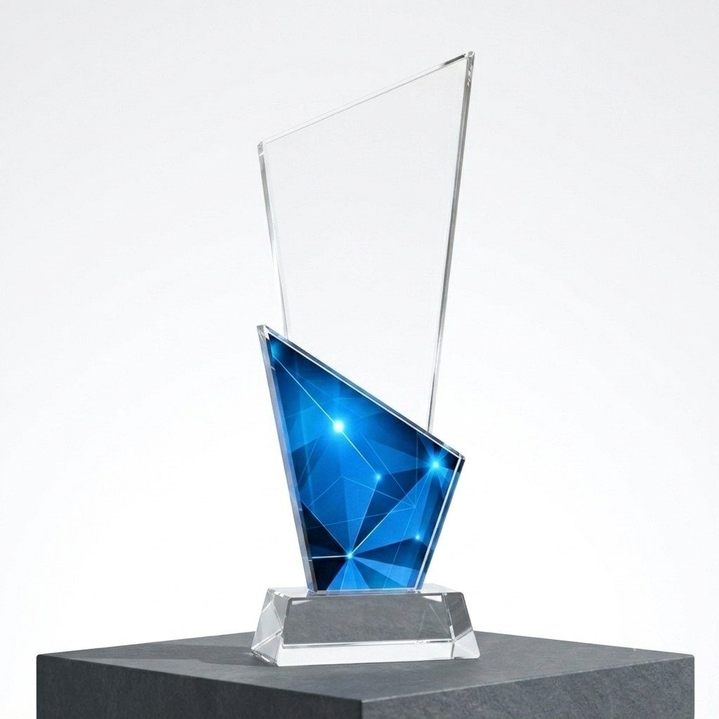 Custom Crystal Geometric Trophy & Frame | Personalized Photo Keepsake, Corporate Award & Memento - Image 2
